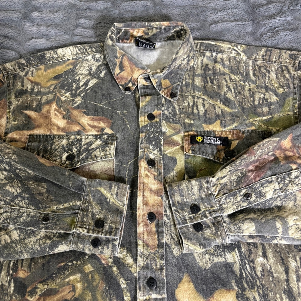 Scent Shield Mens Mossy Oak Camo Button Down Hunting Shirt Large AQ236